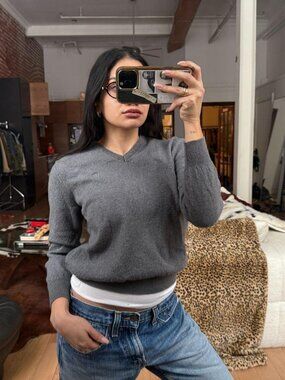 Y2K Roberto Cavalli Grey Wool V Neck Sweater Designer Minimalist